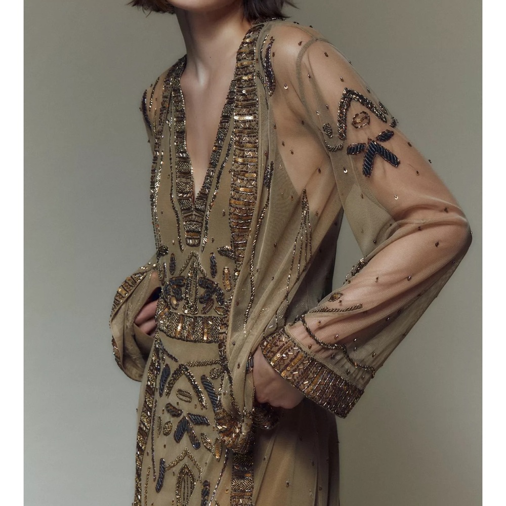 Zara limited edition BEADED SEQUIN KIMONO (missing some beads, check photos) - Picture 3 of 16